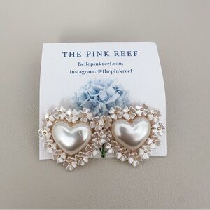 Pink Reef Oversized Pearl Heart Stud Earrings